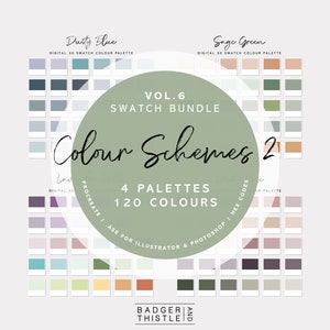 Color Palette Swatches: Dusty Rose, Lavender, Blue, Sage (Digital Download)