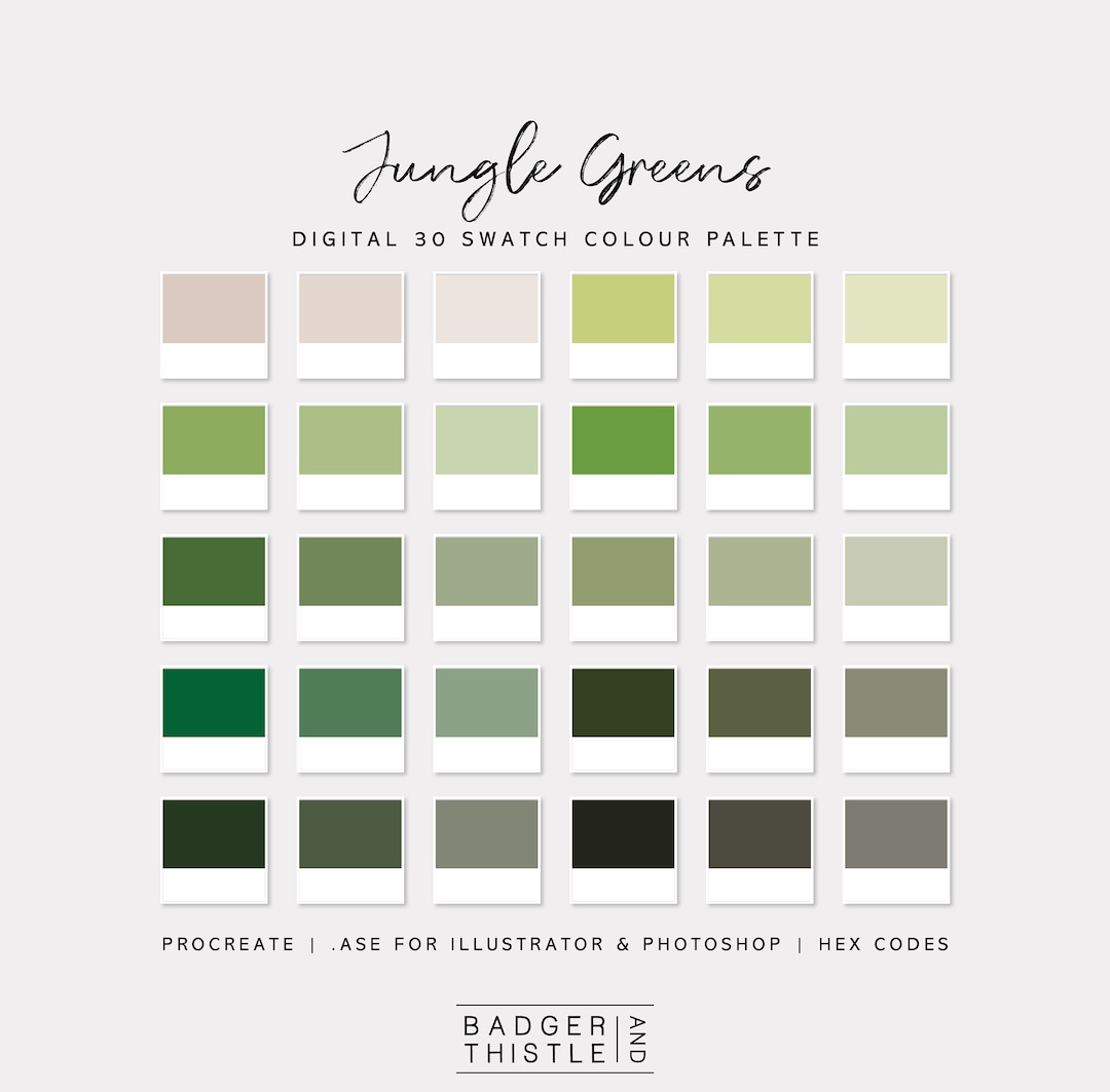 Jungle Greens Digital Colour Palette Swatches Download Procreate
