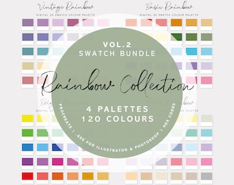 Vol.2 Rainbow Bundle | Digital Colour Palette Swatches Download | Procreate | Photoshop & Illustrator | Goodnotes | Hex Codes | Canva