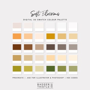 Soft Blossoms | Digital Colour Palette Swatches Download | Procreate | Photoshop & Illustrator | Goodnotes | Hex Codes | Canva