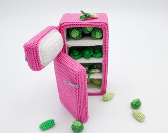 PDF crochet pattern - crochet pattern - 1:18 Dollhouse - Fridge Freezer and Veggies