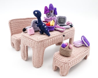 PDF crochet pattern - crochet pattern - Dollhouse - dining table