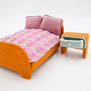 PDF Pattern - 1:18 Dollhouse bedroom - bed & bedside table - IKEA FLISAT