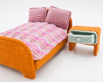 PDF Pattern - Dollhouse bedroom - bed & bedside table - IKEA FLISAT