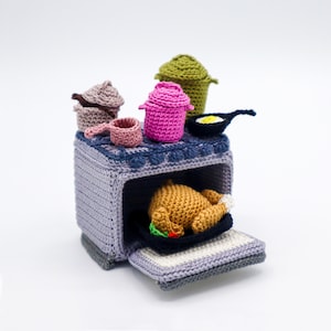PDF crochet pattern - crochet pattern - Dollhouse Stove Pots and Pans