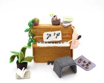PDF crochet pattern - crochet pattern - Dollhouse - Piano - other hobbies
