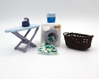 PDF Pattern - 1:18 Dollhouse Crochet Laundry Set - English only