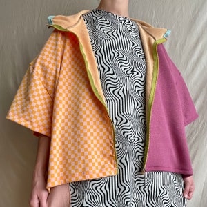 pink peach checkered hoodie image 10