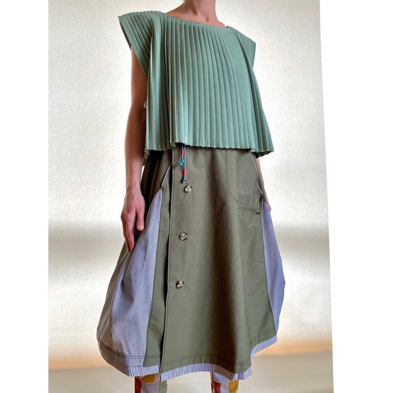 sage green pleated top image 8