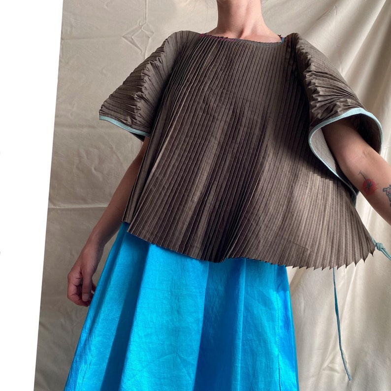 accordion pleated cotton blouse image 2