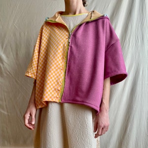 pink peach checkered hoodie image 9