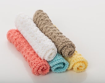 Débarbouillettes, gants de toilette en tricot, cadeau pour la fête des mères, lavettes en tricot, débarbouillettes pour bébé, respectueux de l'environnement, réutilisables, lot de 2, fait main au Canada