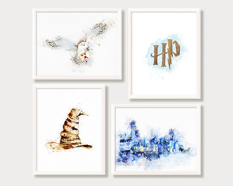 HARRY POTTER Print Poster Watercolour Framed Canvas Wall Art Nursery