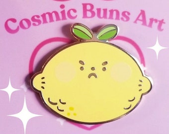 Angry Lemon Enamel Pin - Cosmic Buns Art Pin - Meme Pin - Cute Pin - Funny Pin - Fruity Pin - Gift Enamel Pin - Lemon Gift