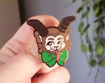 Whimsical Winter Enamel Pin - Kawaii Krampus - Cute Krampus Pin - Spooky Christmas Enamel Pin