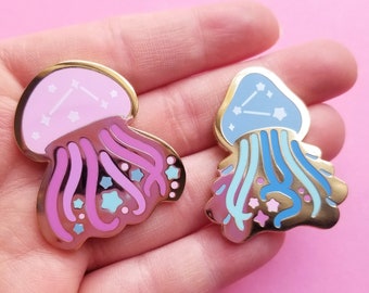 Stellar Jellies Enamel Pin - Jellyfish Pin - Cute Space Pin - Pink Pin - Blue Pin