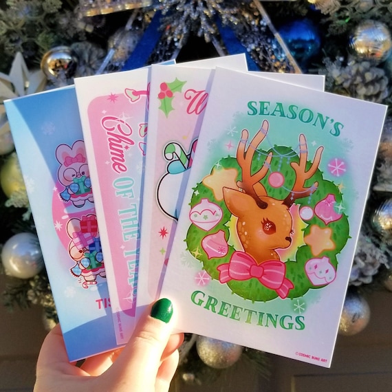 Kawaii Christmas Postcard Set – Cute Holiday Greeting Cards