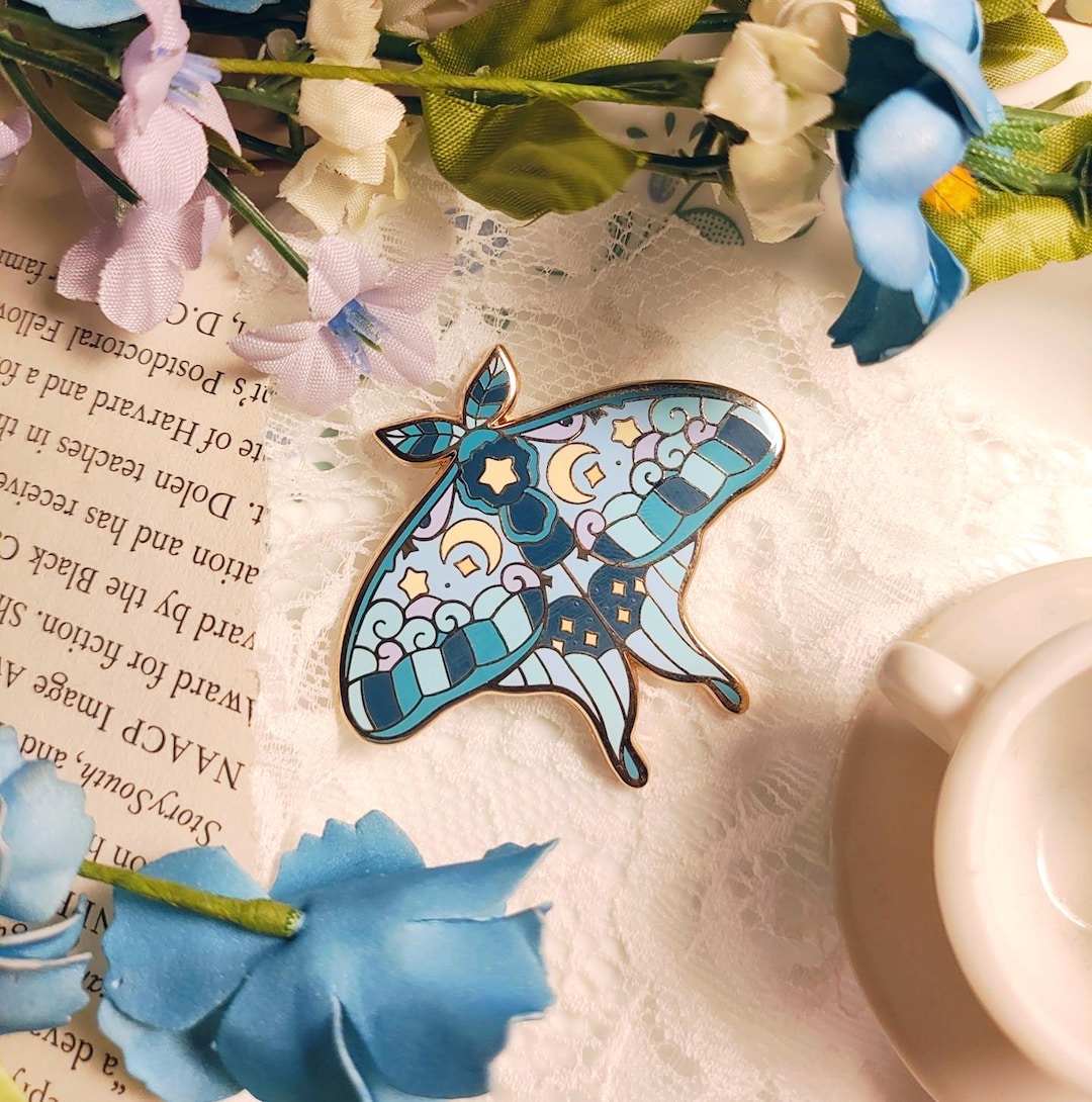 Enchanted Evening Tea Enamel Pin Set | Luna Moth - Etsy