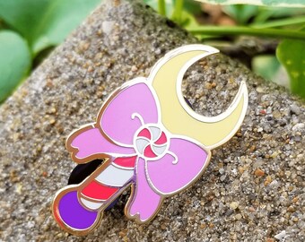 Mint Moon Wand Enamel Pin - Witchy Hard Enamel Pin - Magical Girl Pin - Kawaii Pin