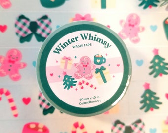 Winter Whimsy Washi Tape – Holiday Kawaii Stationery (20mm)
