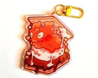 Slugma S'more Glitter Epoxy Charm | Double-Sided Anime Fan Art Keyring (2.75 Inch)