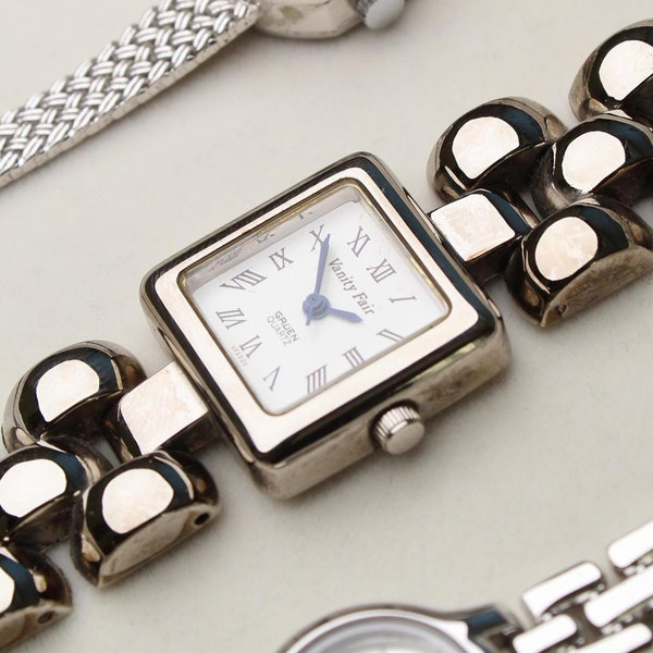 Vintage Watch Silver Tone | Gruen Wrist Watches | Estate Jewelry | Womens Classic Ballon Bleu | Square Face Roman Numeral | Unique Gifts