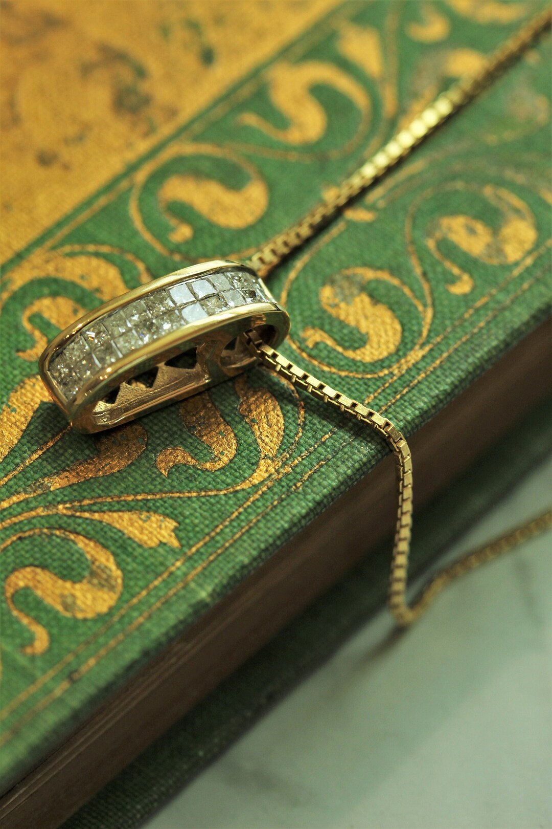 14K Solid Gold & Diamond Pendant Vintage Necklace High - Etsy