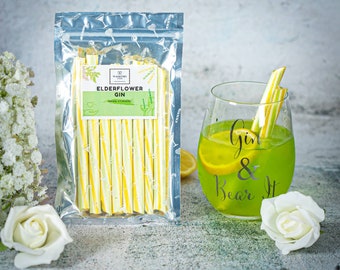 Handmade Elderflower Gin Candy Stirrers, Cocktail Sticks, Vegan