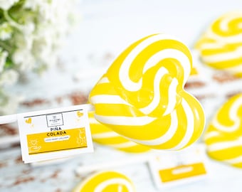 Pina Colada Love Heart Lollipops - Alcohol Free Boozy Lollies
