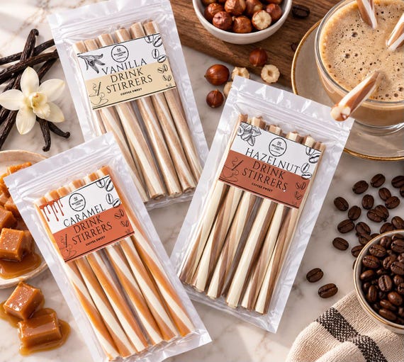 Coffee Drink Stirrers | Sugar Sticks for Coffee | Flavoured Coffee Sticks | Coffee Lover Gift