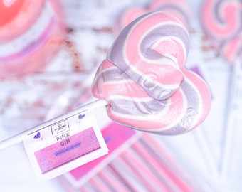 Pink Gin Love Heart Lollipop – Alcoholic Candy Gift