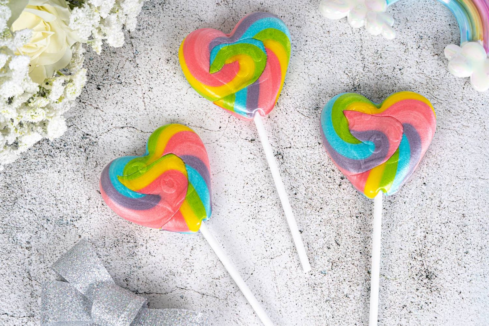Rainbow Lollipops Unicorn Lollies Candy Lollies Love Heart - Etsy Denmark