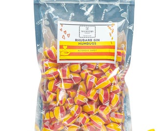 Rhubarb Gin Humbug Sweets – Boozy Vegan Candy - Secret Santa - Christmas Gift For Her