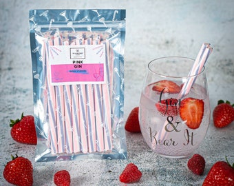 Pink Gin Cocktail Stirrers - Handmade Vegan Candy Sticks - Secret Santa - Christmas Gift For Her