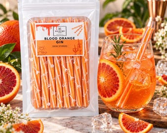 Blood Orange Gin Candy Stirrers | Alcoholic Cocktail Stir Sticks | Edible Drink Stirrers | Gin Gift