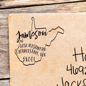 Custom West Virginia Address Stamp | Personalized West Virginia Return Address Stamp | State Stamps