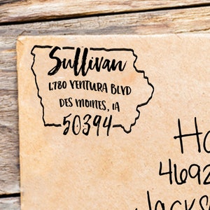 Iowa Address Stamp, Custom Iowa Return Address Stamp, State Stamps, Iowa Stamp