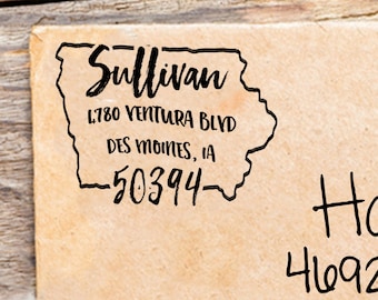 Iowa Address Stamp, Custom Iowa Return Address Stamp, State Stamps, Iowa Stamp