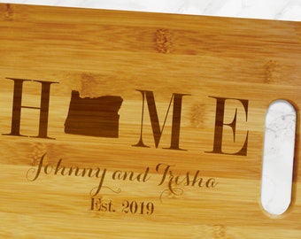 Custom Oregon State Home Bamboo Cutting Board - Personalized Bamboo Oregon Cutting Board Housewarming Gift