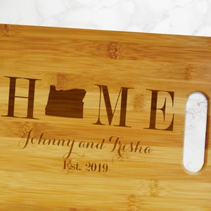 Custom Oregon State Home Bamboo Cutting Board - Personalized Bamboo Oregon Cutting Board Housewarming Gift