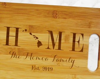 Custom Hawaii State Home Bamboo Cutting Board - Personalized Bamboo Hawaii Cutting Board Housewarming Gift