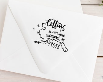 Custom Alaska Address Stamp, Personalized Alaska Return Address Stamp, State Stamps