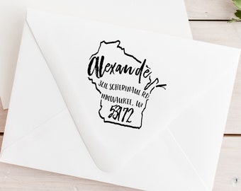 Wisconsin Stamp, Custom Wisconsin Address Stamp, Custom Wisconsin Address Stamp