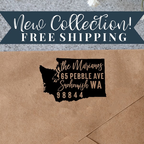 Custom Washington Return Address Stamp - Personalized Self Inking State Stamp Washington