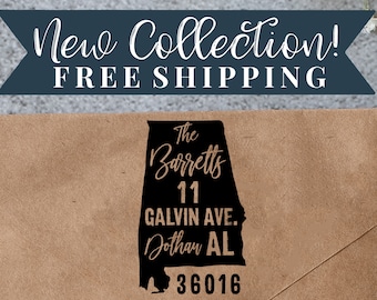 Custom Alabama Return Address Stamp - Personalized Self Inking State Stamp Alabama