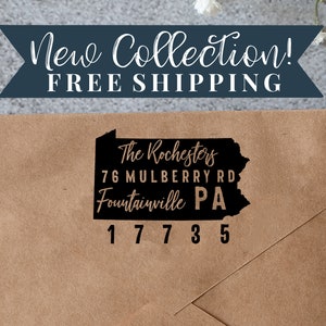 Custom Pennsylvania Return Address Stamp - Personalized Self Inking State Stamp Pennsylvania