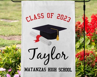 2023 Graduation Flag, Diploma Yard Flag, Custom Graduation Garden Flag, Class of 2023 Senior, Outdoor Flags for Graduation Party or Decor