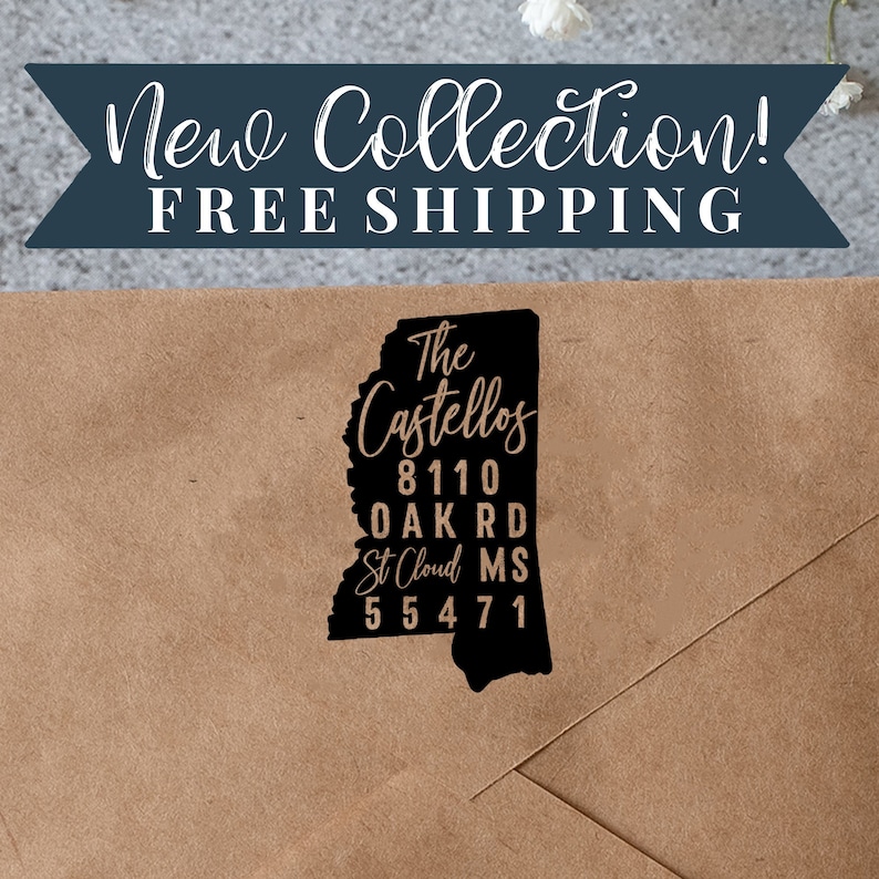 Custom Mississippi Return Address Stamp Personalized Self Inking State Stamp Mississippi