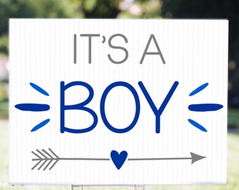 It's a Boy Announcement with Arrow Yard Sign | 18" x 24" Announcement Outdoor Sign | Celebration Yard Sign