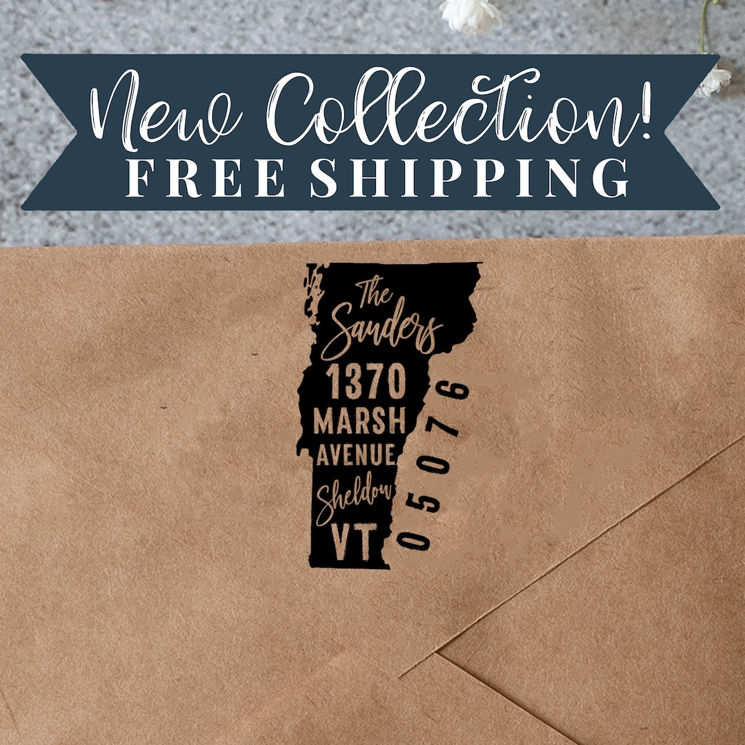 Custom Vermont Return Address Stamp Personalized Self Inking State Stamp Vermont Etsy